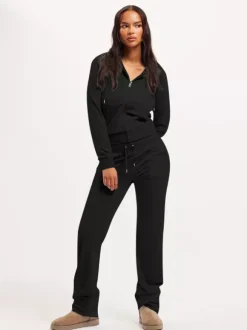 Ensemble survêtement en velours avec sweat à capuche zippé et pantalon pour femme 2026