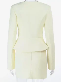 Ensemble tailleur jupe élégant pour femme - Blazer péplum et mini-jupe 2 pièces - Style classique chic - Collection printemps 2026