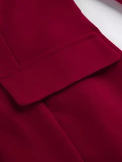 Ensemble tailleur-pantalon élégant pour femme - Pantalon large rouge bordeaux à revers cranté et boutons dorés - Idéal pour les soirées d'affaires du printemps 2026