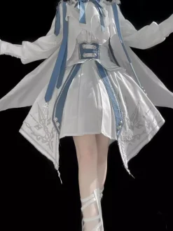 Ensemble uniforme militaire Lolita chemise à manches longues et jupe corset ensemble deux pièces costume Lolita de style prince chevalier blanc et bleu