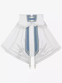 Ensemble uniforme militaire Lolita chemise à manches longues et jupe corset ensemble deux pièces costume Lolita de style prince chevalier blanc et bleu