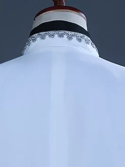 Ensemble vintage blanc à volants en polyester vintage à manches longues costumes rétro pour homme