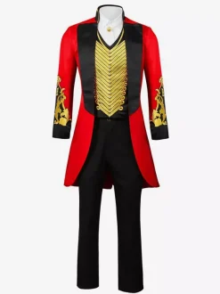 Ensemble Vintage Noir Avec 艗illets Rouge Rétro Manches Longues Costumes Hommes Déguisement