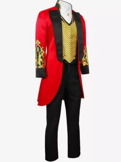 Ensemble Vintage Noir Avec 艗illets Rouge Rétro Manches Longues Costumes Hommes Déguisement