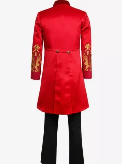 Ensemble Vintage Noir Avec 艗illets Rouge Rétro Manches Longues Costumes Hommes Déguisement