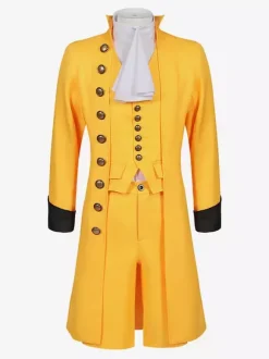 Ensemble Vintage Orange gilet occidental à manches longues en Fiber de Polyester Costumes rétro pour hommes