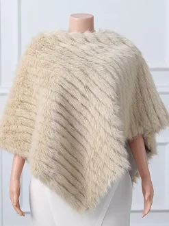 Enveloppes de mariage blanches à col haut  couverture de mariée en fausse fourrure