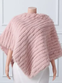 Enveloppes de mariage blanches à col haut  couverture de mariée en fausse fourrure
