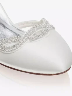 Escarins de mariée ivoire en satin talon carré boucle réglable chaussures de mariage