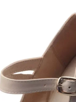 Escarpins à Mary Jane Talons Mi-Hautes à Cuir Synthétique avec Bout Rond Unicolore avec Boucles
