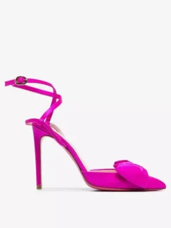Escarpins à talons aiguilles et bout pointu en satin avec n艙ud et lacets