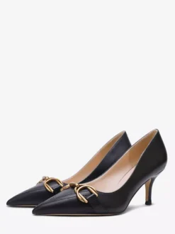 Escarpins à talons chaton pour femmes bout pointu détails métalliques à enfiler