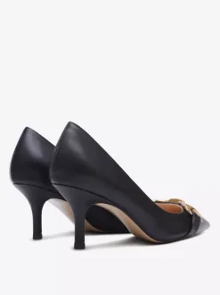 Escarpins à talons chaton pour femmes bout pointu détails métalliques à enfiler