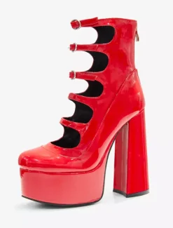 Escarpins à Talons Hauts avec Plateforme avec Bout Rond Unicolore