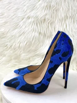 Escarpins à talons hauts en crin de cheval à bout pointu et motif animalier