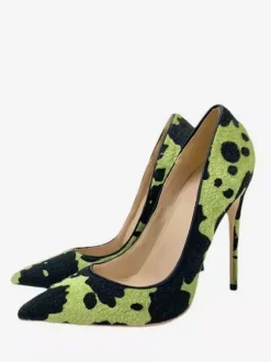Escarpins à talons hauts en crin de cheval à bout pointu et motif animalier