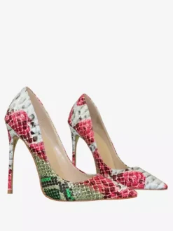 Escarpins à talons hauts et bout pointu pour femmes motif serpent