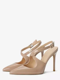 Escarpins à talons hauts et bout pointu pour femmes avec bride arrière croisée