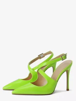 Escarpins à talons hauts et bout pointu pour femmes avec bride arrière croisée