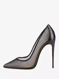Escarpins à talons hauts en maille noire et bout pointu