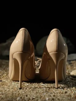 Escarpins à talons hauts pour femmes bout pointu n艙ud chaussures habillées à enfiler