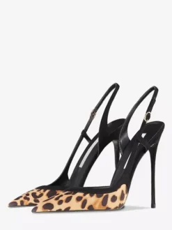 Escarpins à talons hauts pour femmes bout pointu imprimé léopard bride arrière