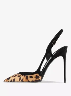 Escarpins à talons hauts pour femmes bout pointu imprimé léopard bride arrière