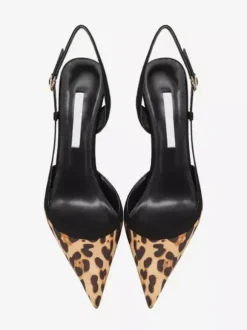 Escarpins à talons hauts pour femmes bout pointu imprimé léopard bride arrière