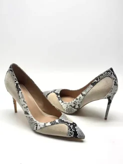 Escarpins à talons hauts pour femmes en daim patchwork à motif serpent à enfiler
