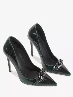 Escarpins à talons hauts pour femmes bout pointu détails métalliques chaussures habillées à enfiler