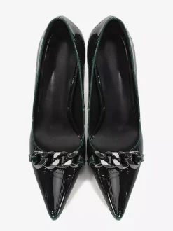 Escarpins à talons hauts pour femmes bout pointu détails métalliques chaussures habillées à enfiler