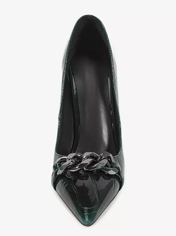 Escarpins à talons hauts pour femmes bout pointu détails métalliques chaussures habillées à enfiler