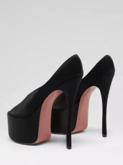 Escarpins argentés à plateforme pour femmes bout ouvert et talons aiguilles sexy