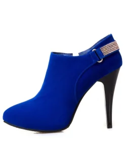 Escarpins bleus pour femmes à talons hauts  bout pointu  strass  chaussures à talon aiguille