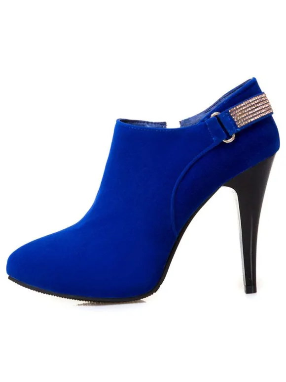 Escarpins bleus pour femmes à talons hauts bout pointu strass chaussures à talon aiguille