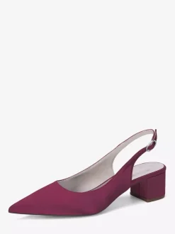 Escarpins de mariage en satin à talon compensé bout pointu et bride arrière