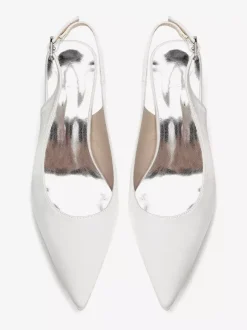 Escarpins de mariage en satin à talon compensé bout pointu et bride arrière
