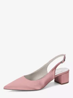 Escarpins de mariage en satin à talon compensé bout pointu et bride arrière