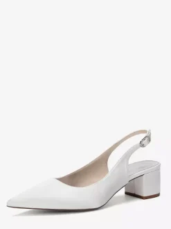 Escarpins de mariage en satin à talon compensé bout pointu et bride arrière