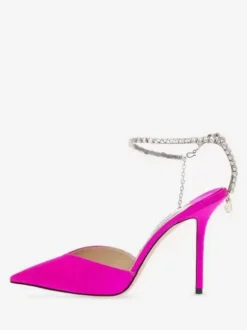 Escarpins de mariée à talons et bride à la cheville pour femmes en satin