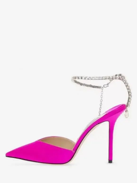 Escarpins de mariée à talons et bride à la cheville pour femmes en satin