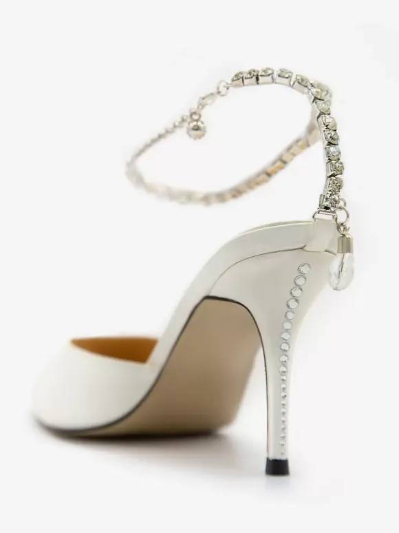 Escarpins de mariée à talons et bride à la cheville pour femmes en satin