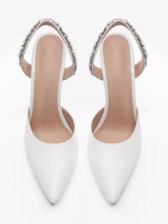 Escarpins Femme Chaussures Soirée Noires À Talons Hauts Bout Pointu Strass Sexy