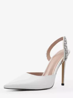 Escarpins Femme Chaussures Soirée Noires À Talons Hauts Bout Pointu Strass Sexy