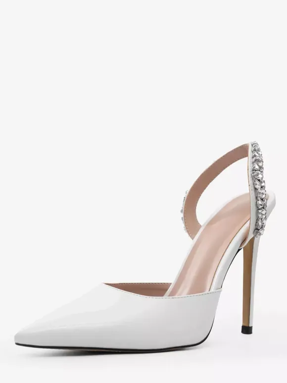 Escarpins Femme Chaussures Soirée Noires À Talons Hauts Bout Pointu Strass Sexy