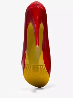 Escarpins femme rouge en PU verni talon haut plateforme