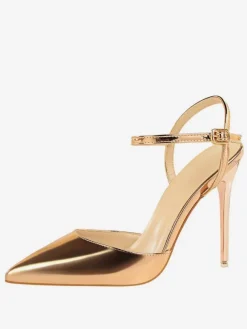 Escarpins femme slingbacks nude en PU talon haut bout pointu
