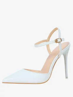 Escarpins femme slingbacks nude en PU talon haut bout pointu