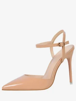 Escarpins femme slingbacks nude en PU talon haut bout pointu