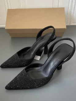 Escarpins Femmes Bride Talons Strass Talon Aiguille Bleu Cuir PU